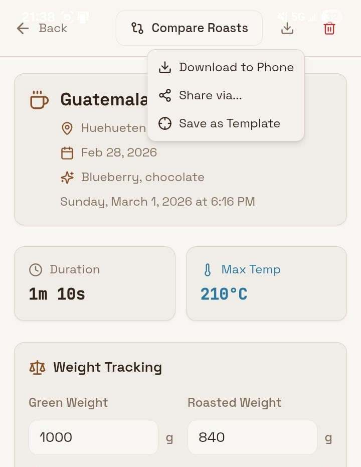 Roastmark — Coffee Roast Tracking App for Home Roasters